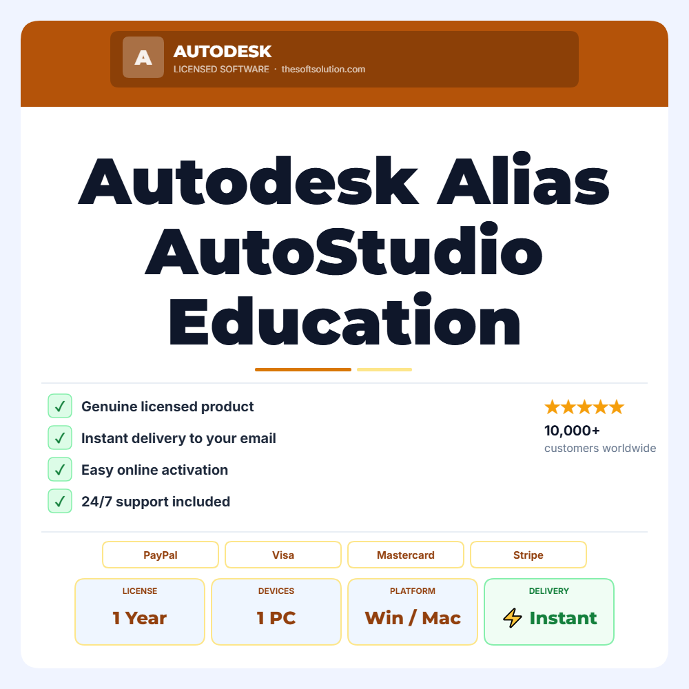 Buy Autodesk Alias AutoStudio Education – 1 Year Subscription – Genuine License | The Soft Solution
