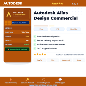 Buy Autodesk Alias Design Commercial – 1 Year Subscription – Genuine License | The Soft Solution