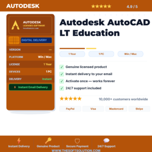Buy Autodesk AutoCAD LT Education – 1 Year Subscription – Genuine License | The Soft Solution