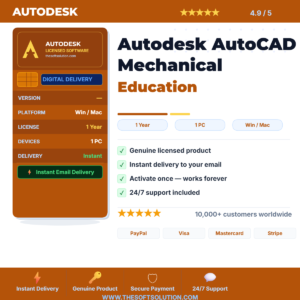 Buy Autodesk AutoCAD Mechanical Education – 1 Year Subscription – Genuine License | The Soft Solution