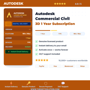 Buy Autodesk Commercial Civil 3D 1 Year Subscription – Genuine License | The Soft Solution