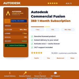 Buy Autodesk Commercial Fusion 360 1 Month Subscription – Genuine License | The Soft Solution