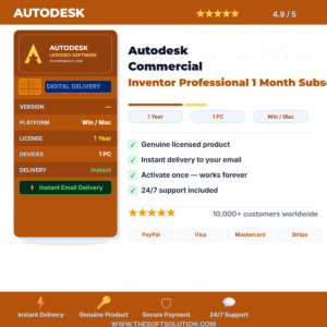 Buy Autodesk Commercial Inventor Professional 1 Month Subscription – Genuine License | The Soft Solution