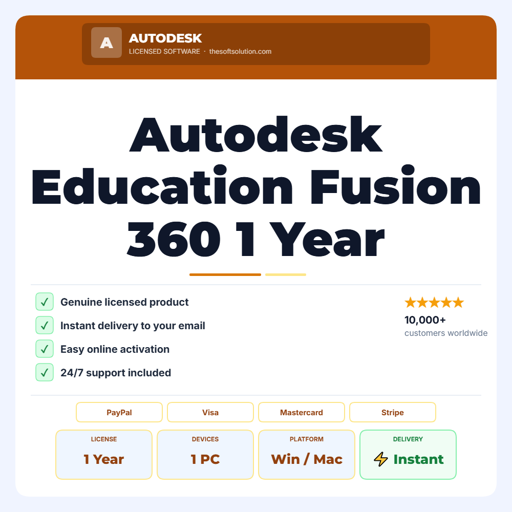 Buy Autodesk Education Fusion 360 1 Year Subscription – Genuine License | The Soft Solution