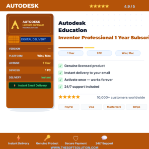 Buy Autodesk Education Inventor Professional 1 Year Subscription – Genuine License | The Soft Solution