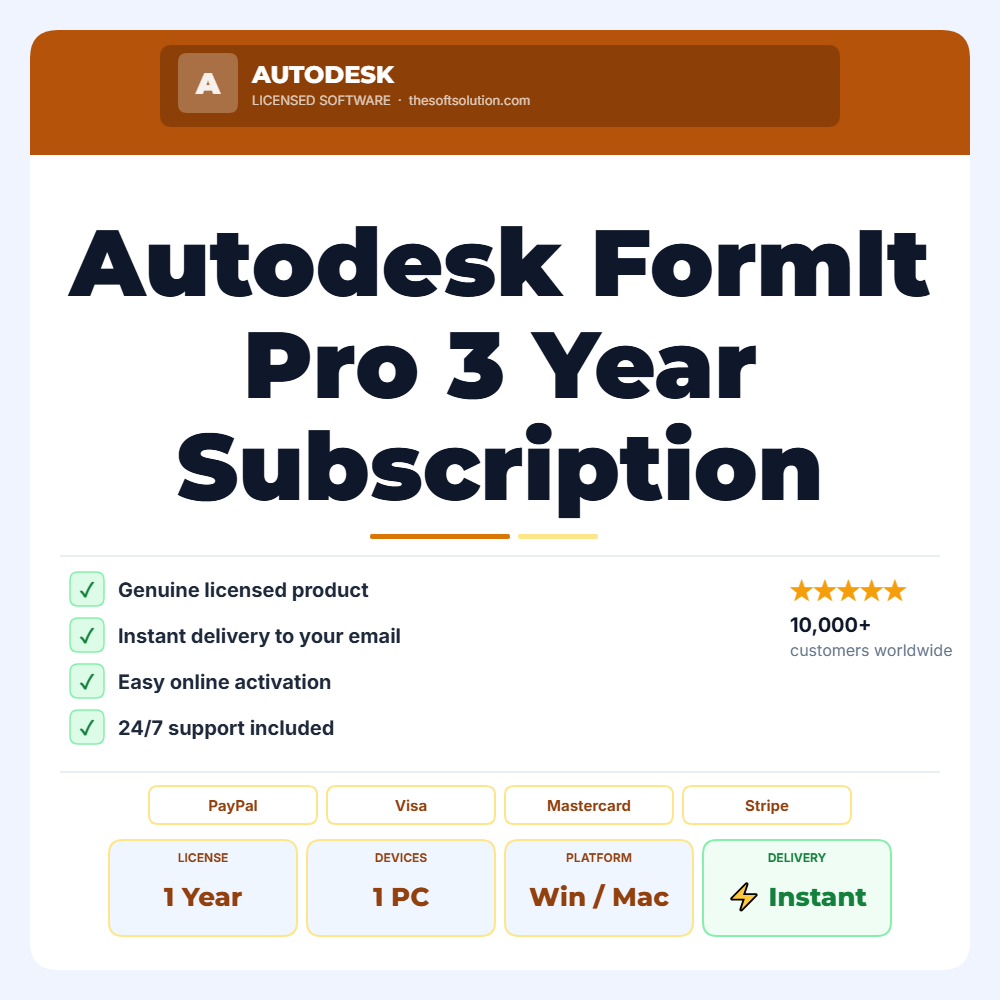 Buy Autodesk FormIt Pro 3 Year Subscription – Genuine License | The Soft Solution