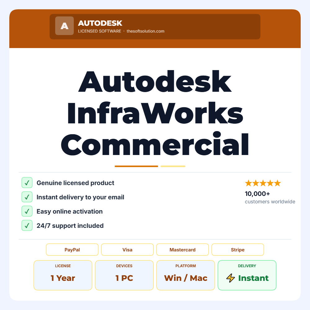 Buy Autodesk InfraWorks Commercial – 1 Year Subscription – Genuine License | The Soft Solution