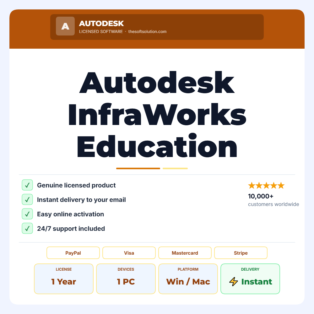 Buy Autodesk InfraWorks Education – 1 Year Subscription – Genuine License | The Soft Solution