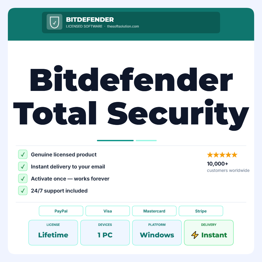 Buy Bitdefender Total Security – Genuine License | The Soft Solution