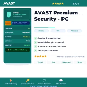Buy AVAST Premium Security - PC – Genuine License | The Soft Solution