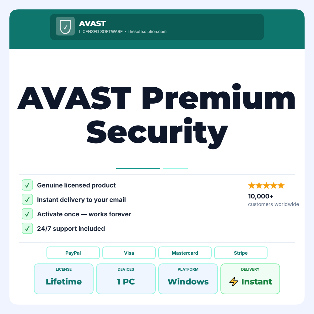 Buy AVAST Premium Security - PC – Genuine License | The Soft Solution