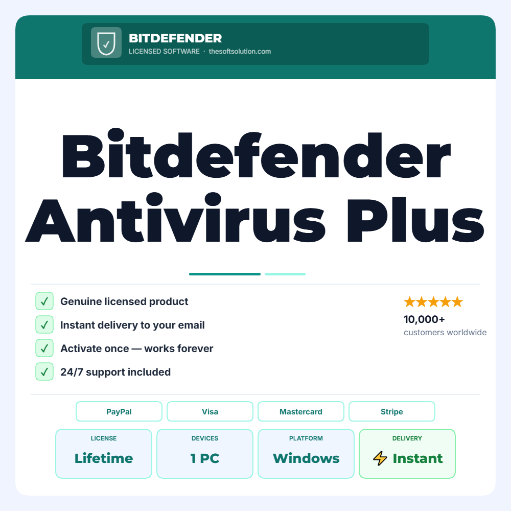 Buy Bitdefender Antivirus Plus for PC – Genuine License | The Soft Solution