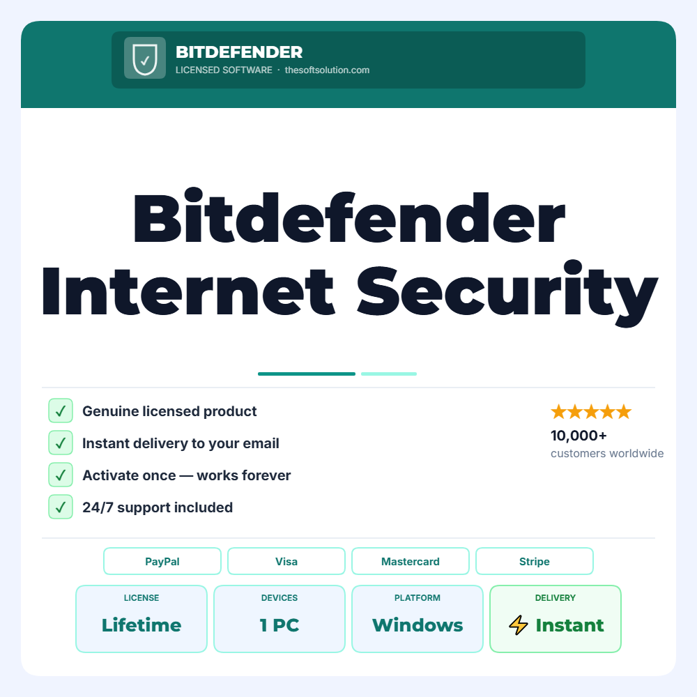 Buy Bitdefender Internet Security for PC – Genuine License | The Soft Solution