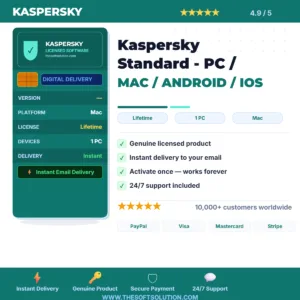 Buy Kaspersky Standard - PC / MAC / ANDROID / IOS – Genuine License Key – TheSoftSolution
