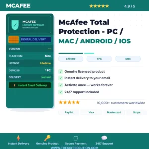 Buy McAfee Total Protection - PC / MAC / ANDROID / IOS – Genuine License | The Soft Solution