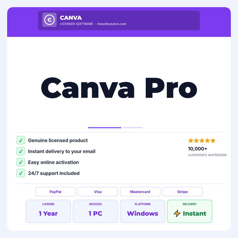 Buy Canva Pro – 1-Year Subscription | Premium Graphic Design Tool with Templates & Creative Assets – Genuine License | Th
