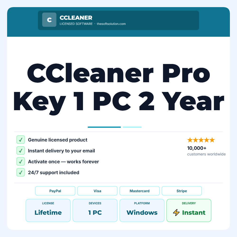 Buy CCleaner Pro Key 1 PC 2 Year – Genuine License | The Soft Solution