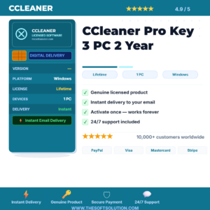 Buy CCleaner Pro Key 3 PC 2 Year – Genuine License | The Soft Solution