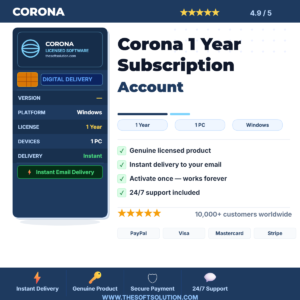 Buy Corona 1 Year Subscription Account – Genuine License | The Soft Solution