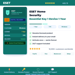 Buy ESET Home Security Essential Key 1 Device 1 Year – Genuine License | The Soft Solution