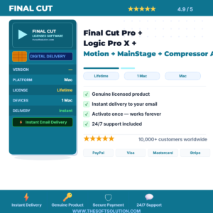 Buy Final Cut Pro + Logic Pro X + Motion + MainStage + Compressor Account 1 Mac – Genuine License | The Soft Solution