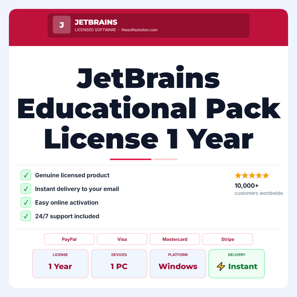 Buy JetBrains Educational Pack License 1 Year – Genuine License | The Soft Solution