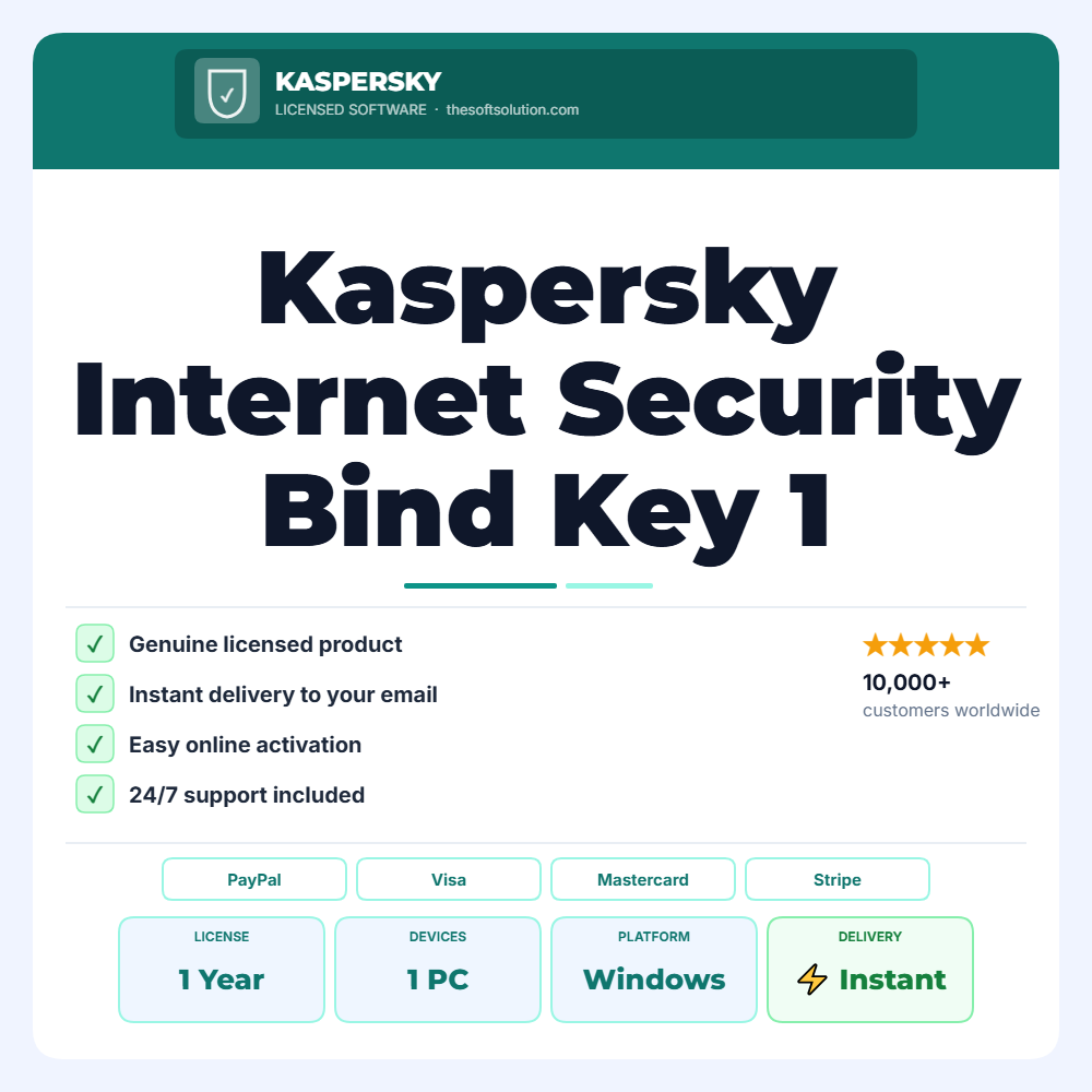 Buy Kaspersky Internet Security Bind Key 1 Device 1 Year – Genuine License | The Soft Solution