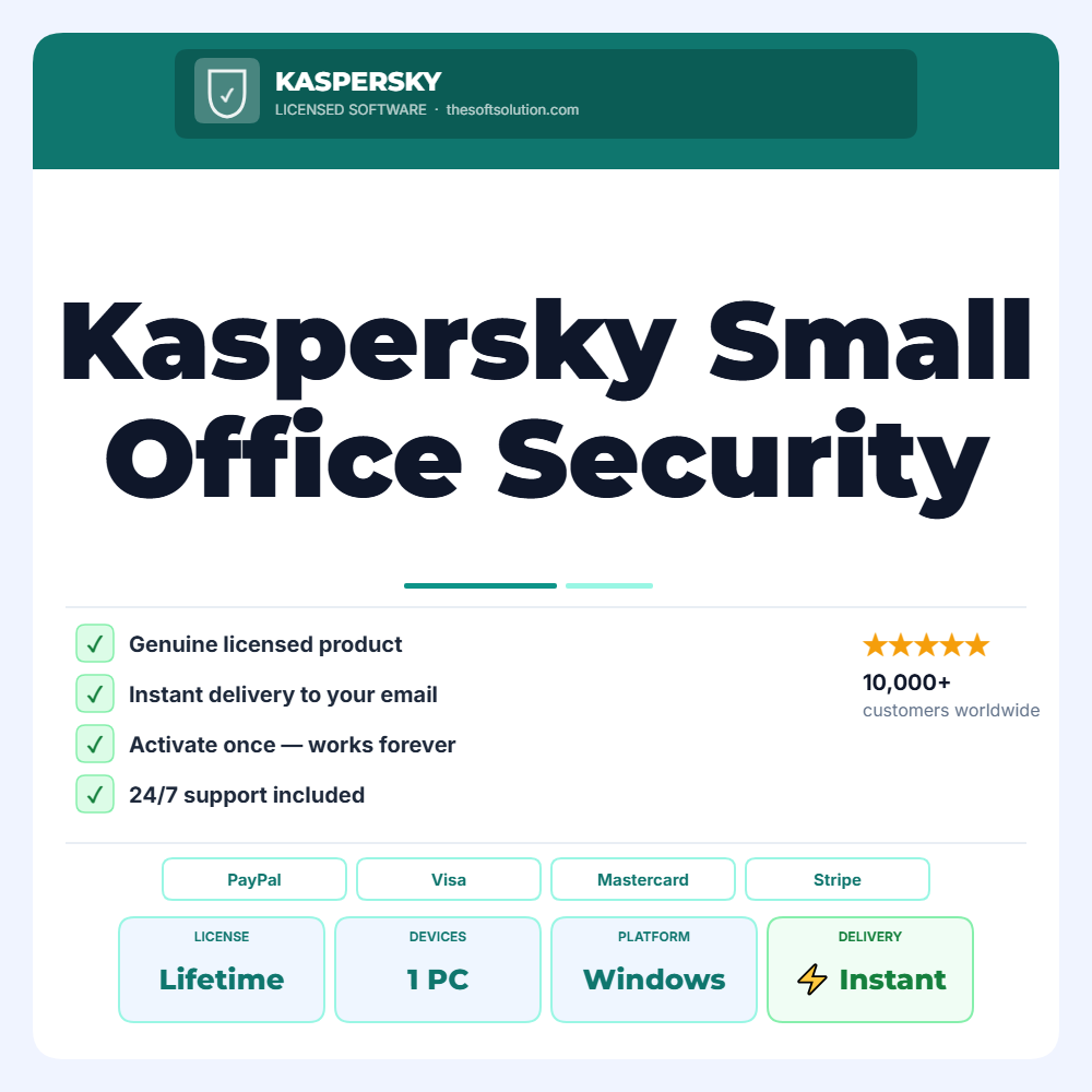 Buy Kaspersky Small Office Security | Business Antivirus License – Genuine License | The Soft Solution