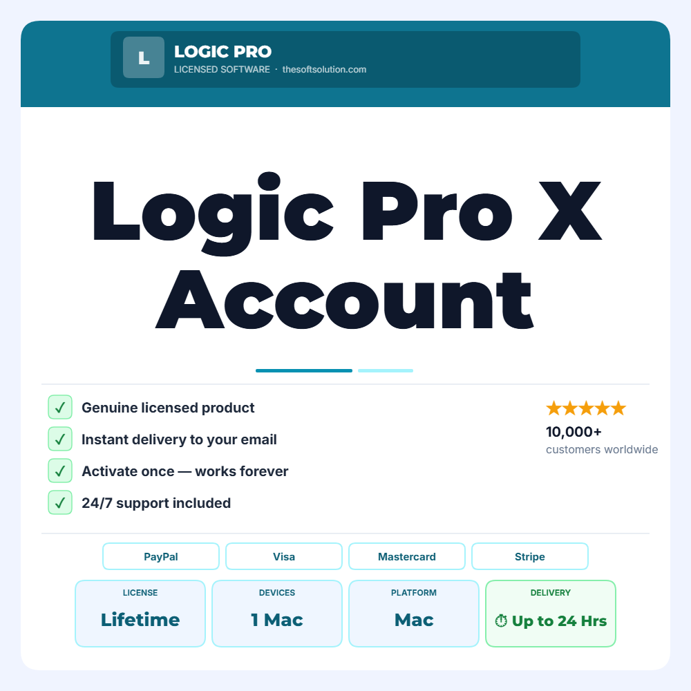 Buy Logic Pro X Account Download 1 Mac – Genuine License | The Soft Solution