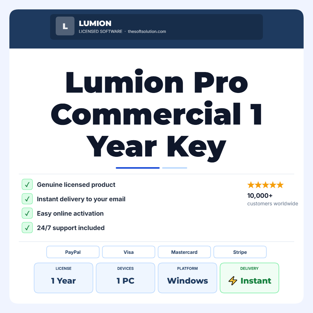 Buy Lumion Pro Commercial 1 Year Key – Genuine License | The Soft Solution