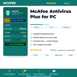 Buy McAfee Antivirus Plus for PC – Genuine License | The Soft Solution