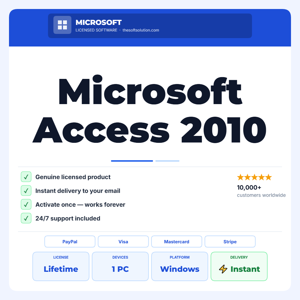 Buy Microsoft Access 2010 – Windows – Genuine License | The Soft Solution