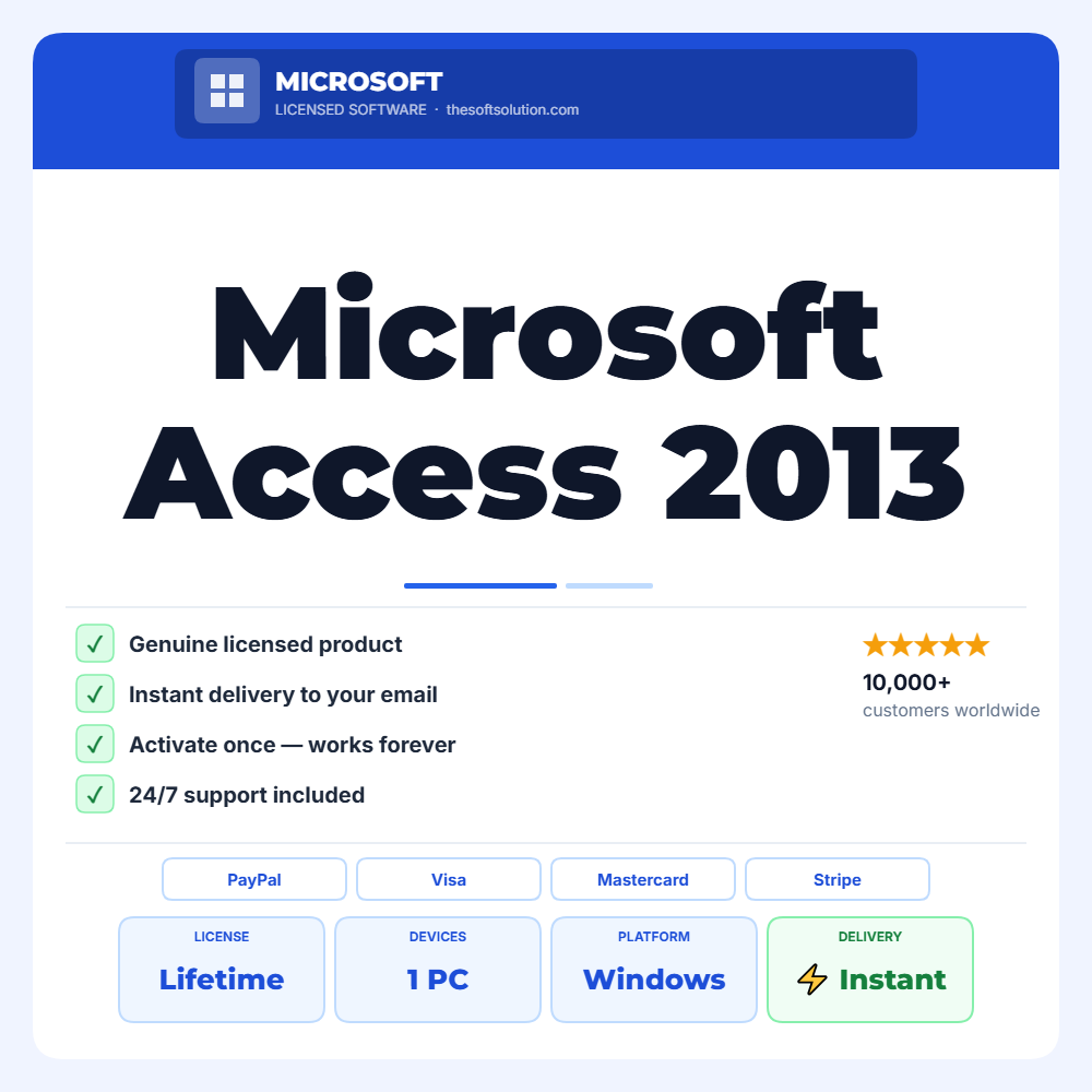Buy Microsoft Access 2013 – Windows – Genuine License | The Soft Solution