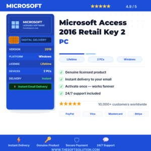 Buy Microsoft Access 2016 2 PC – Genuine License Key – TheSoftSolution
