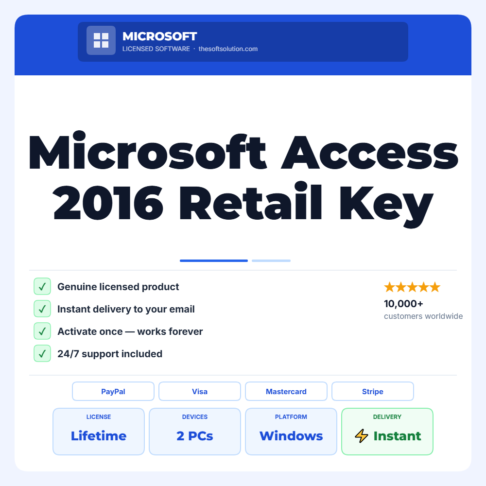 Buy Microsoft Access 2016 2 PC – Genuine License Key – TheSoftSolution