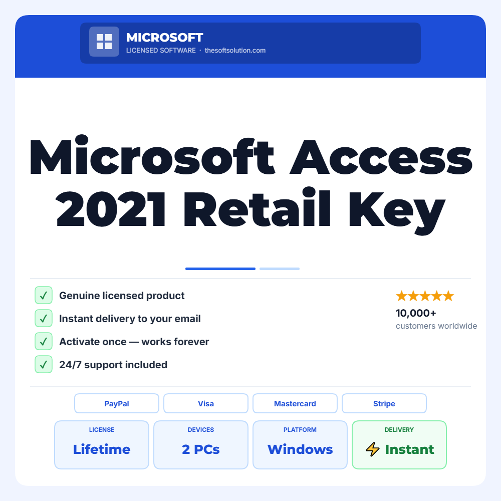 Buy Microsoft Access 2021 2 PC – Genuine License Key – TheSoftSolution