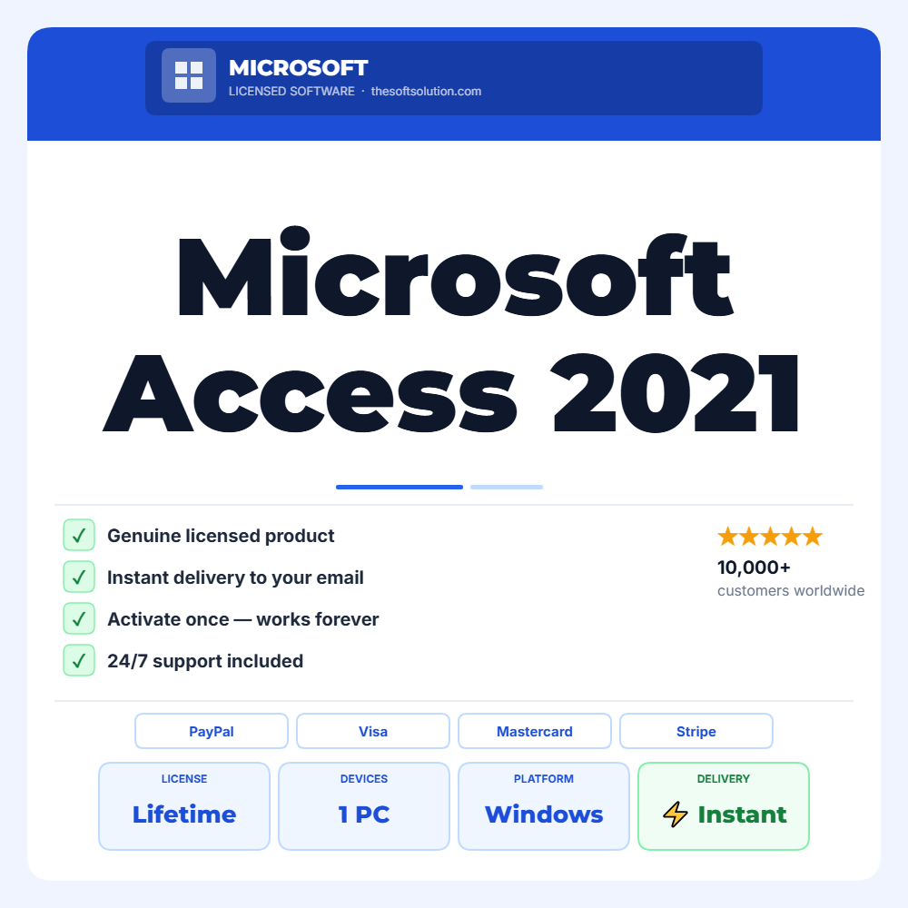 Buy Microsoft Access 2021 – Windows – Genuine License | The Soft Solution
