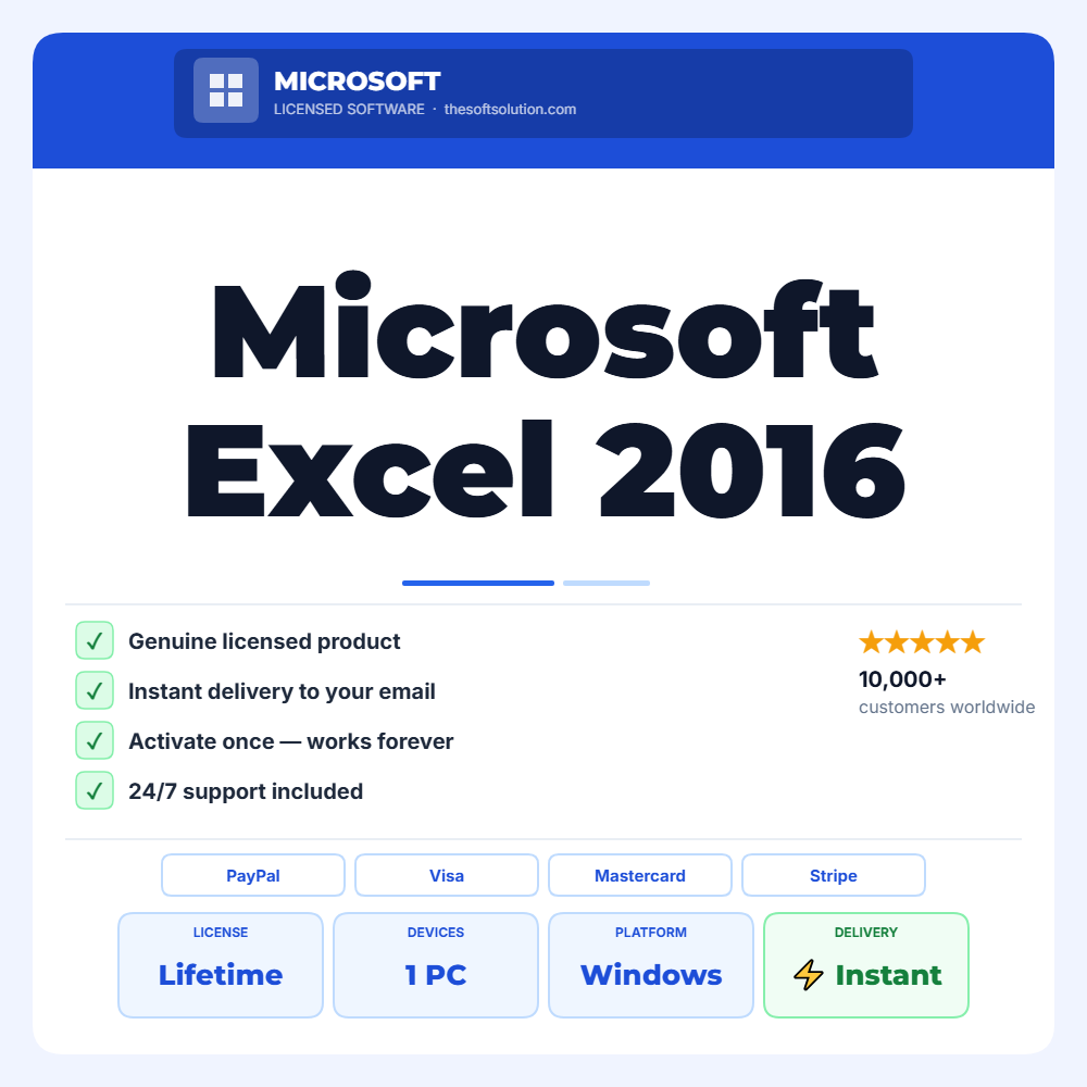 Buy Microsoft Excel 2016 – Windows – Genuine License | The Soft Solution