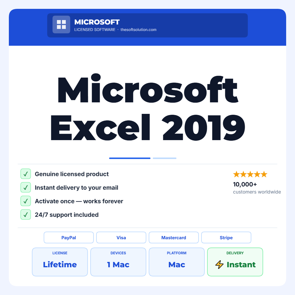 Buy Microsoft Excel 2019 for Mac – Genuine License | The Soft Solution