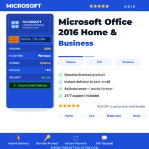 Buy Microsoft Office 2016 Home & Business – Windows – Genuine License | The Soft Solution