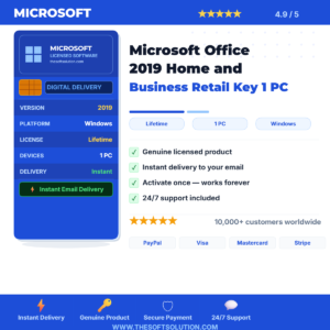Buy Microsoft Office 2019 Home and Business 1 PC – Genuine License Key – TheSoftSolution