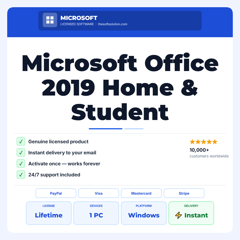 Buy Microsoft Office 2019 Home & Student – Windows – Genuine License | The Soft Solution