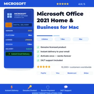 Buy Microsoft Office 2021 Home & Business for Mac – Genuine License Key – TheSoftSolution