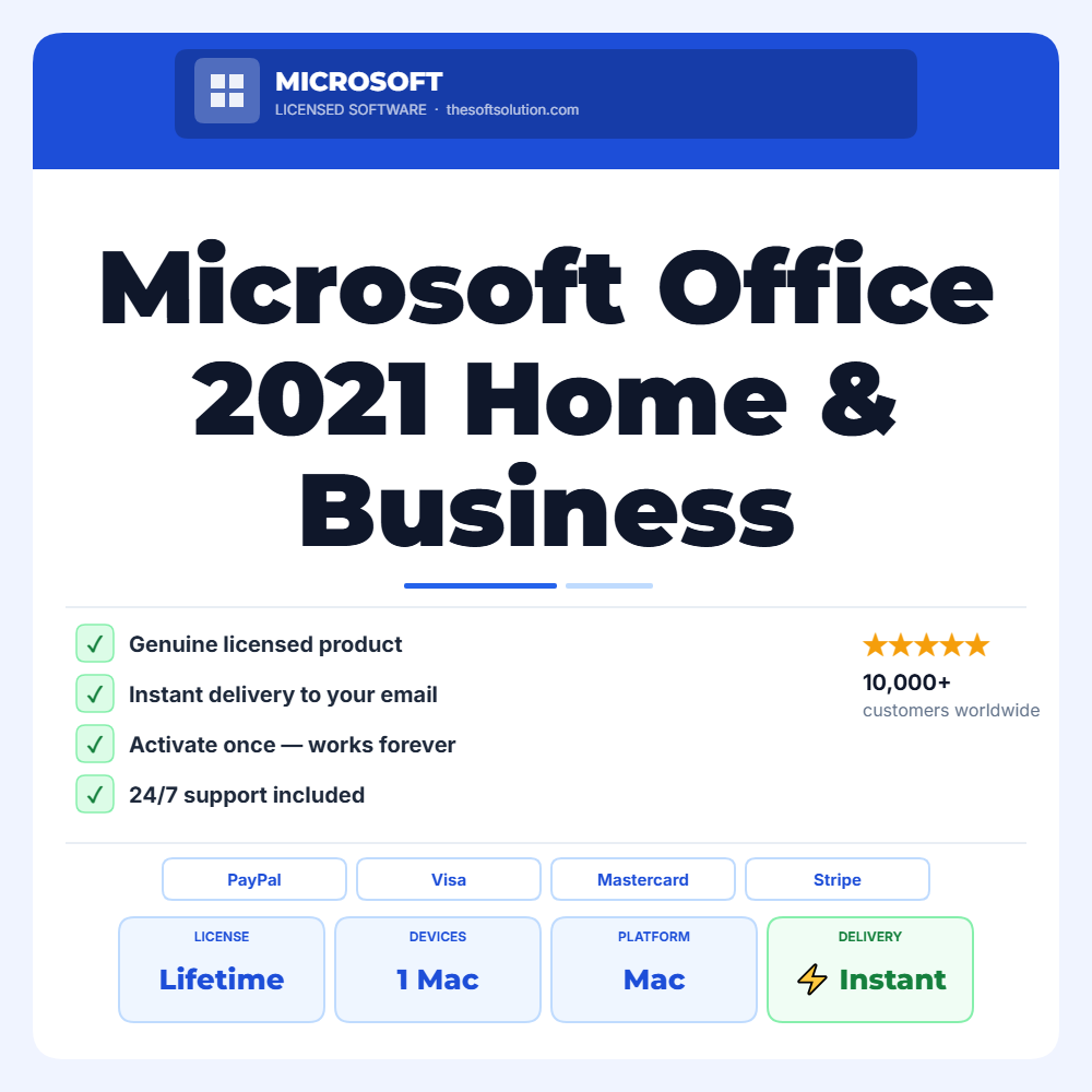 Buy Microsoft Office 2021 Home & Business for Mac – Genuine License | The Soft Solution