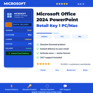 Buy Microsoft Office 2024 PowerPoint Retail Key 1 PC/Mac – Genuine License | The Soft Solution