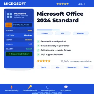 Buy Microsoft Office 2024 Standard – Lifetime License Product Key Instant Digital Delivery – Genuine License | The Soft Solut