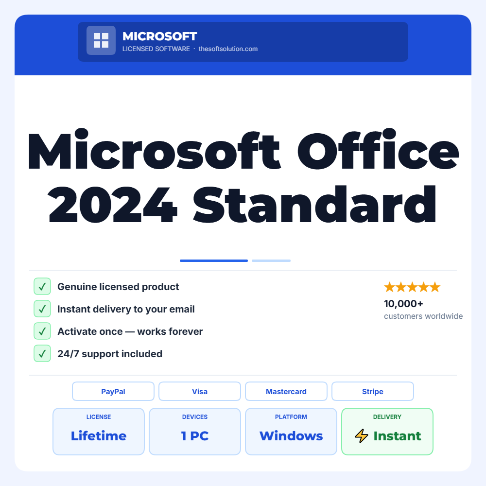 Buy Microsoft Office 2024 Standard – Lifetime License Product Key Instant Digital Delivery – Genuine License | The Soft Solut