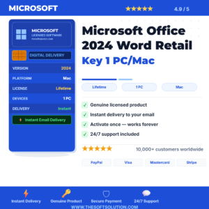 Buy Microsoft Office 2024 Word Retail Key 1 PC/Mac – Genuine License | The Soft Solution