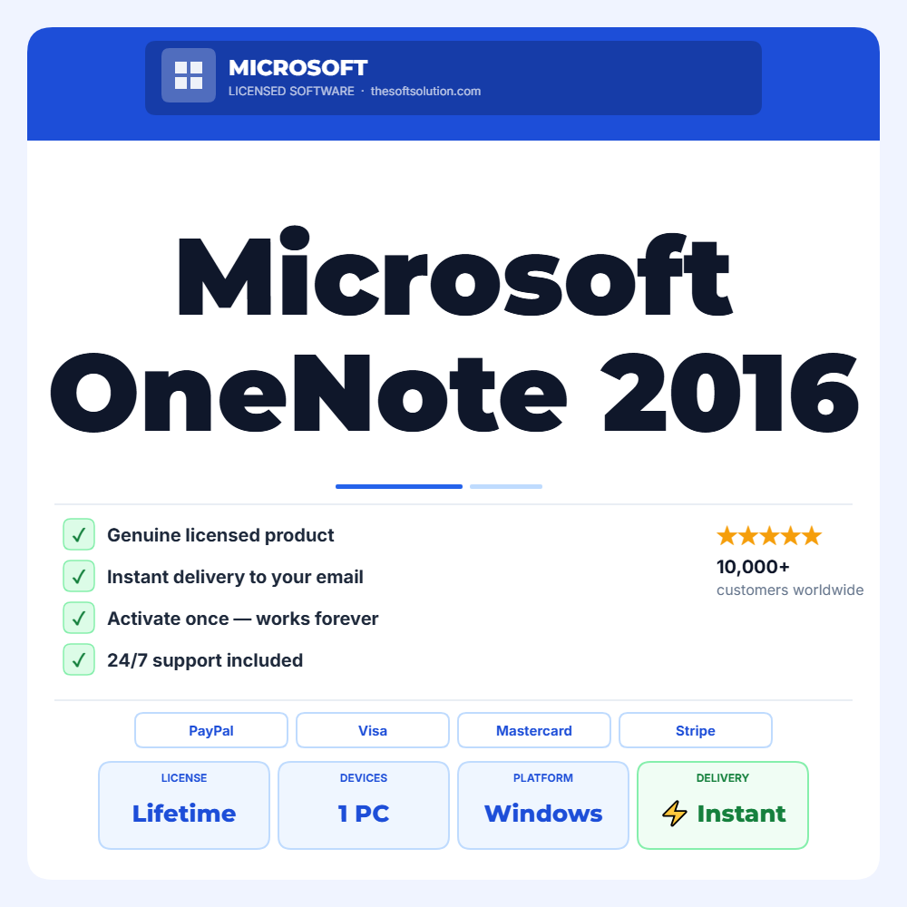 Buy Microsoft OneNote 2016 – Windows – Genuine License | The Soft Solution