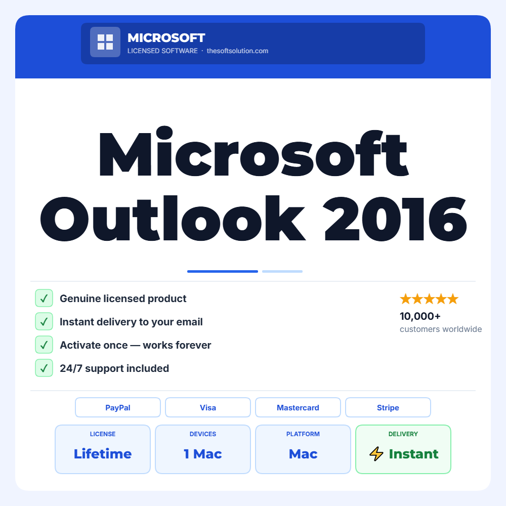 Buy Microsoft Outlook 2016 – Mac – Genuine License | The Soft Solution